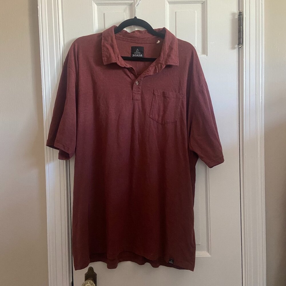 Men's Prana Heather Polo Shirt in Rust Red - XXL